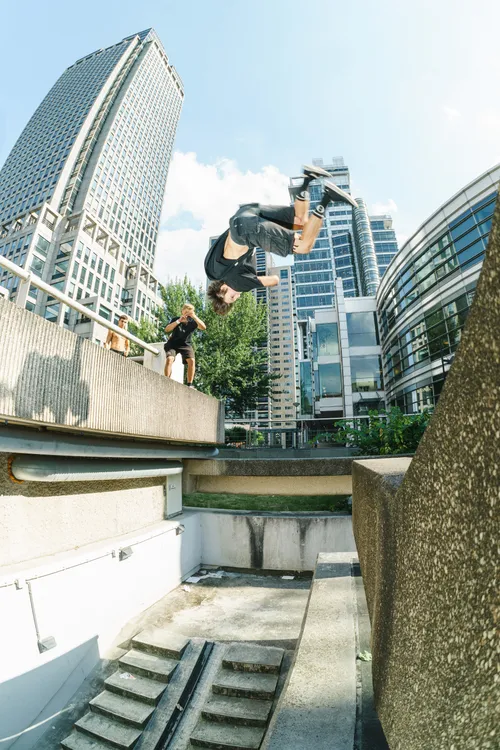 Davide Rizzi in action during a parkour shoot