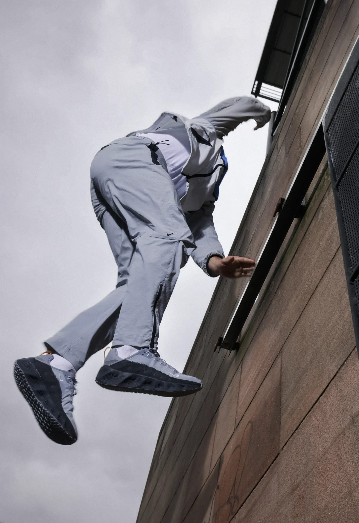 Footasylum campaign final: cat leap between concrete ledges